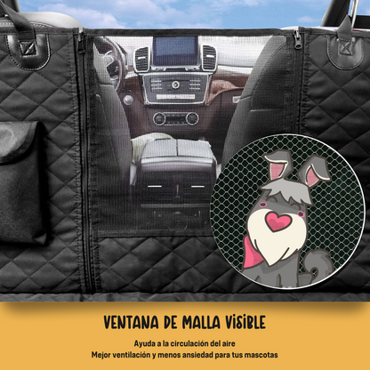 Funda de asiento de auto para perro - Impermeable, Antideslizante, Para asiento trasero con bolsillos de almacenamiento