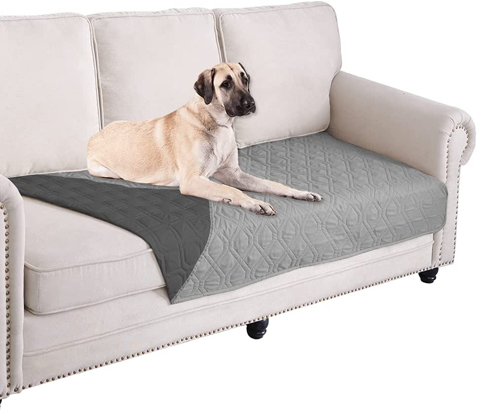 Funda impermeable para cama de perro, manta reversible para muebles, cama, sofá (30 x 70 pulgadas, color gris y gris oscuro)