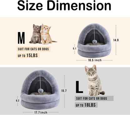 Cama esponjosa para gatos tipo cabaña M - GRIS