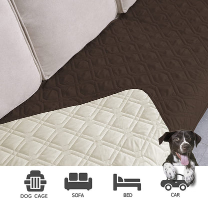 Funda impermeable para cama de perro, manta reversible para muebles, cama, sofá (30 x 70 pulgadas, color chocolate y beige)