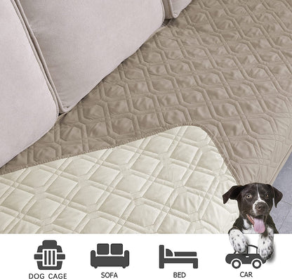 Funda impermeable para cama de perro, manta reversible para muebles, cama, sofá (30 x 70 pulgadas, color crema y beige)