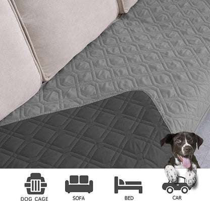 Funda impermeable para cama de perro, manta reversible para muebles, cama, sofá (30 x 70 pulgadas, color gris y gris oscuro)